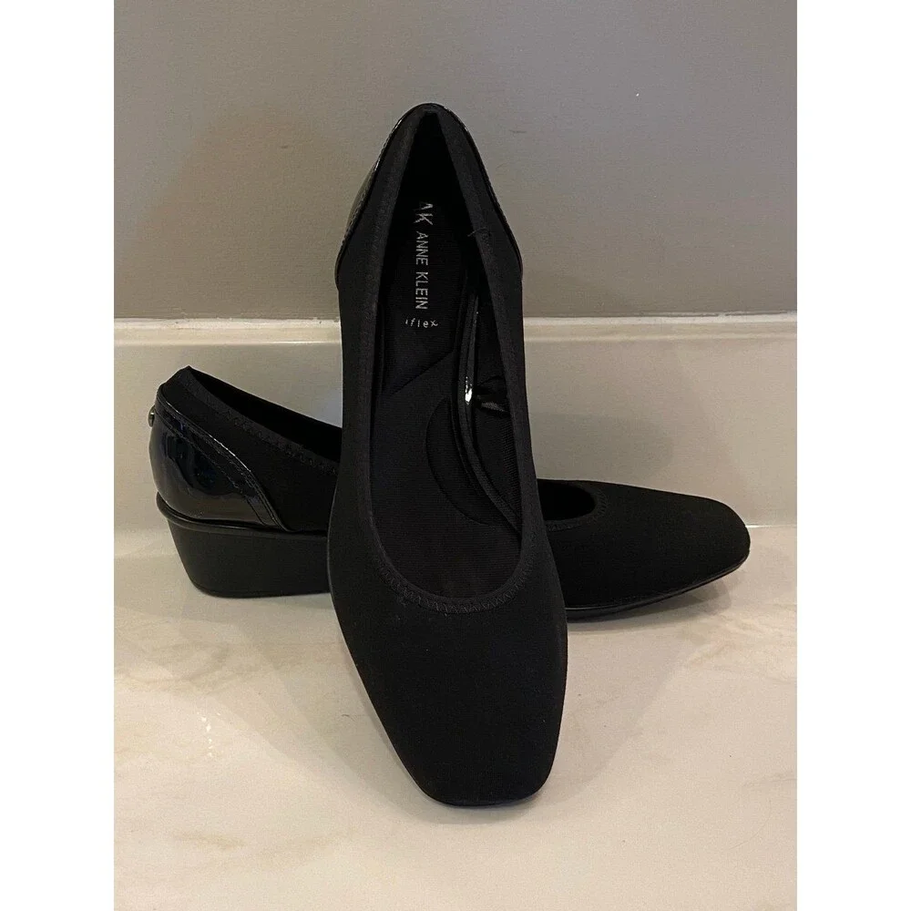 AK Anne Klein iflex Malani Black Womens Slip-on Wedge Heel Memory Foam Size‎ 8.5